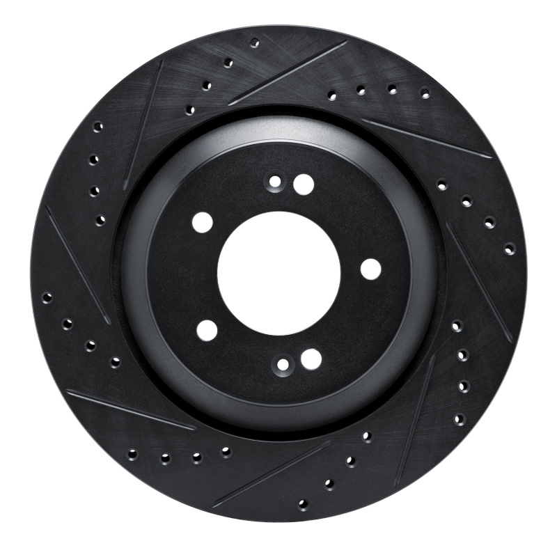 Hyundai Elantra N Brake Rotor (1) - Rear Left - R1 Concepts - Drilled & Slotted - Black - `19-`25